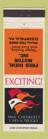 Matchbook Cover - 1966 Chevrolet Fred Diehl Clearfield PA