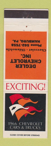 Matchbook Cover - 1966 Chevrolet Degler Oldsmobile Hamburg PA