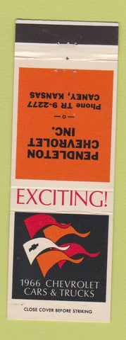 Matchbook Cover - 1966 Chevrolet Pendleton Caney KS