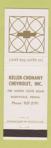 Matchbook Cover - Keller Chohany Chevrolet Marysville PA