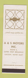Matchbook Cover - A&S Motors Chevrolet Lincoln ME