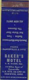 Matchbook Cover - Baker's Motel Norwich OH