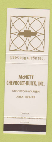 Matchbook Cover - McNett Chevrolet Buick Stockton Warren IL