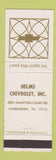 Matchbook Cover - Helms Chevrolet Harrisburg PA