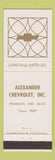 Matchbook Cover - Alexander Chevrolet Franklin IN
