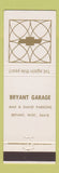 Matchbook Cover - Bryant Garage Chevrolet Bryant WI