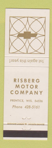 Matchbook Cover - Risberg Motors Chevrolet Prentice WI