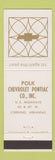 Matchbook Cover - Polk Chevrolet Pontiac Corning AR