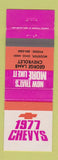 Matchbook Cover - 1977 Chevrolet George Lamb Wooster OH
