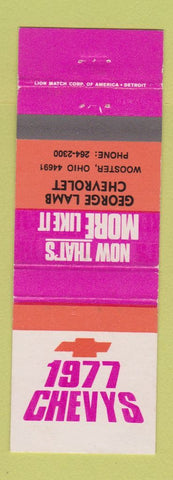 Matchbook Cover - 1977 Chevrolet George Lamb Wooster OH