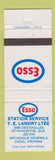Matchbook Cover - Esso oil gas Station YE Landry St Hyacinthe QC