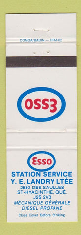 Matchbook Cover - Esso oil gas Station YE Landry St Hyacinthe QC