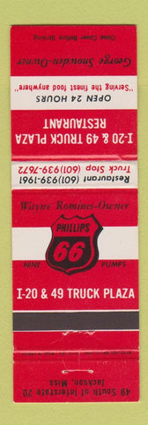 Matchbook Cover - Phillips 66 oil gas Truck Stop Jackson MS WEAR