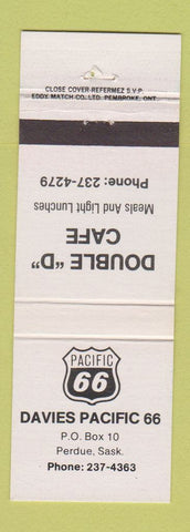 Matchbook Cover - Pacific 66 Davies Double D Cafe Perdue SK