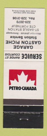 Matchbook Cover - Petro Canada oil gas Garage Gaston Piche Portneuf QC