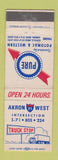 Matchbook Cover - Pure oil gas Akron OH West Truck Stop Seville