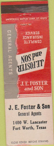 Matchbook Cover - Foster  and  Sons Insurance Fort Worth TX