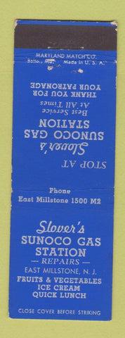 Matchbook Cover - Slover's Sunoco oil gas East Millstone NJ