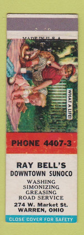 Matchbook Cover - Ray Bell's Sunoco oil gas Warren OH