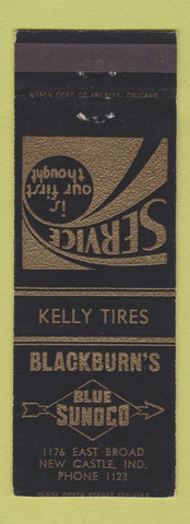 Matchbook Cover - Blackburn's Blue Sunoco oil gas New Castle IN