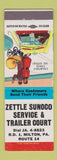 Matchbook Cover - Zettle Sunoco oil gas Trailer Park Milton PA