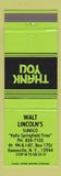 Matchbook Cover - Walt Lincoln's Sunoco oil gas Keeseville NY