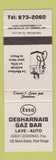 Matchbook Cover - Esso oil gas Desharnais Gaz Bar Pont Rouge QC
