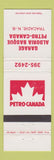 Matchbook Cover - Petro Canda oil gas Garage Aldoria Basque Tracadie NB WEAR
