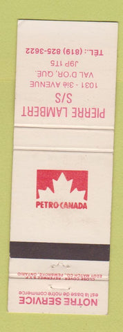 Matchbook Cover - Petro Canada oil gas Pierre Lambert Val D'Or QC