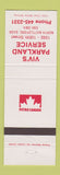 Matchbook Cover - Petro oil gas Viv's Parkland Service North Battleford SK