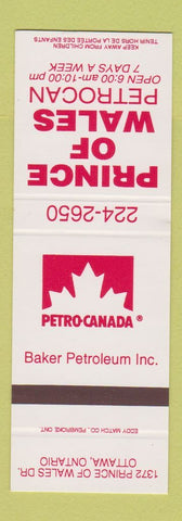 Matchbook Cover - Petro Canada oil gas Ottawa ON Prince of Wales SAMPLE