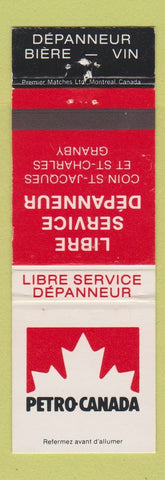 Matchbook Cover - Petro Canada oil gas Libre Service Granby QC