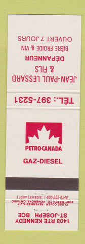 Matchbook Cover - Petro Canada oil gas Jean Paul Lessard St Joseph QC