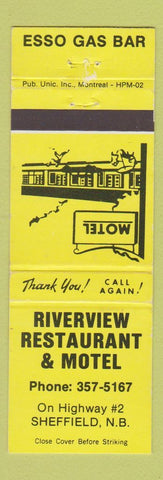 Matchbook Cover - Riverview Restaurant Motel Sheffield NB Esso oil gas