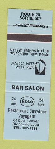 Matchbook Cover - Esso oil gas Hotel Quai D'Orsay Riviere du Loup QC