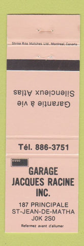 Matchbook Cover - Esso oil gas Garage Jacques Racine St Jean De Matha QC