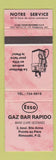 Matchbook Cover - Esso oil gas Gaz Bar Rapido Rimouski QC WEAR