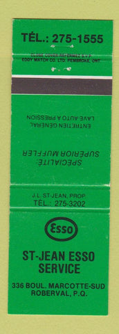 Matchbook Cover - Esso oil gas St Jean Service Roberval QC