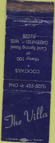 Matchbook Cover - The Villa Cocktails Bar Greenfield WI WEAR