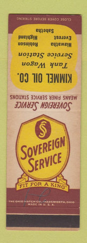Matchbook Cover - Sovereign oil gas Kimmel Hiawatha Everest Sabetha KS SAMPLE