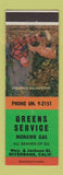 Matchbook Cover - Green Service Mohawk oil gas Riverbank CA
