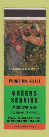 Matchbook Cover - Green Service Mohawk oil gas Riverbank CA