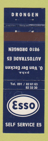 Matchbook Cover - Esso oil gas Drongen Belgium