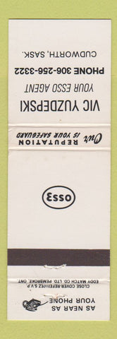 Matchbook Cover - Esso oil gas Vic Yuzdepski Cudworth SK