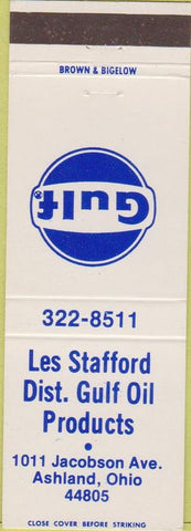 Matchbook Cover - Les Stafford Gulf Oil Ashland OH gas