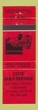 Matchbook Cover - Cote Gulf oil gas Saguenay QC