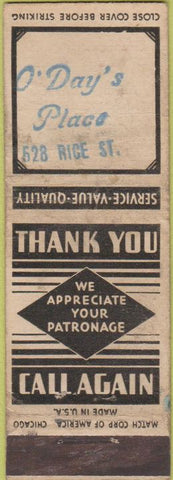 Matchbook Cover - O'Day Place no town WEAR