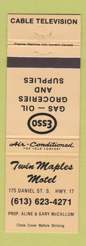Matchbook Cover - Esso oil gas Twin Maples Motel