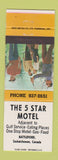 Matchbook Cover - 5 Star Motel Gulf oil gas Battleford SK