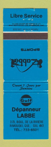 Matchbook Cover - Gulf oil gas Depanneur Labbe Rimouski QC